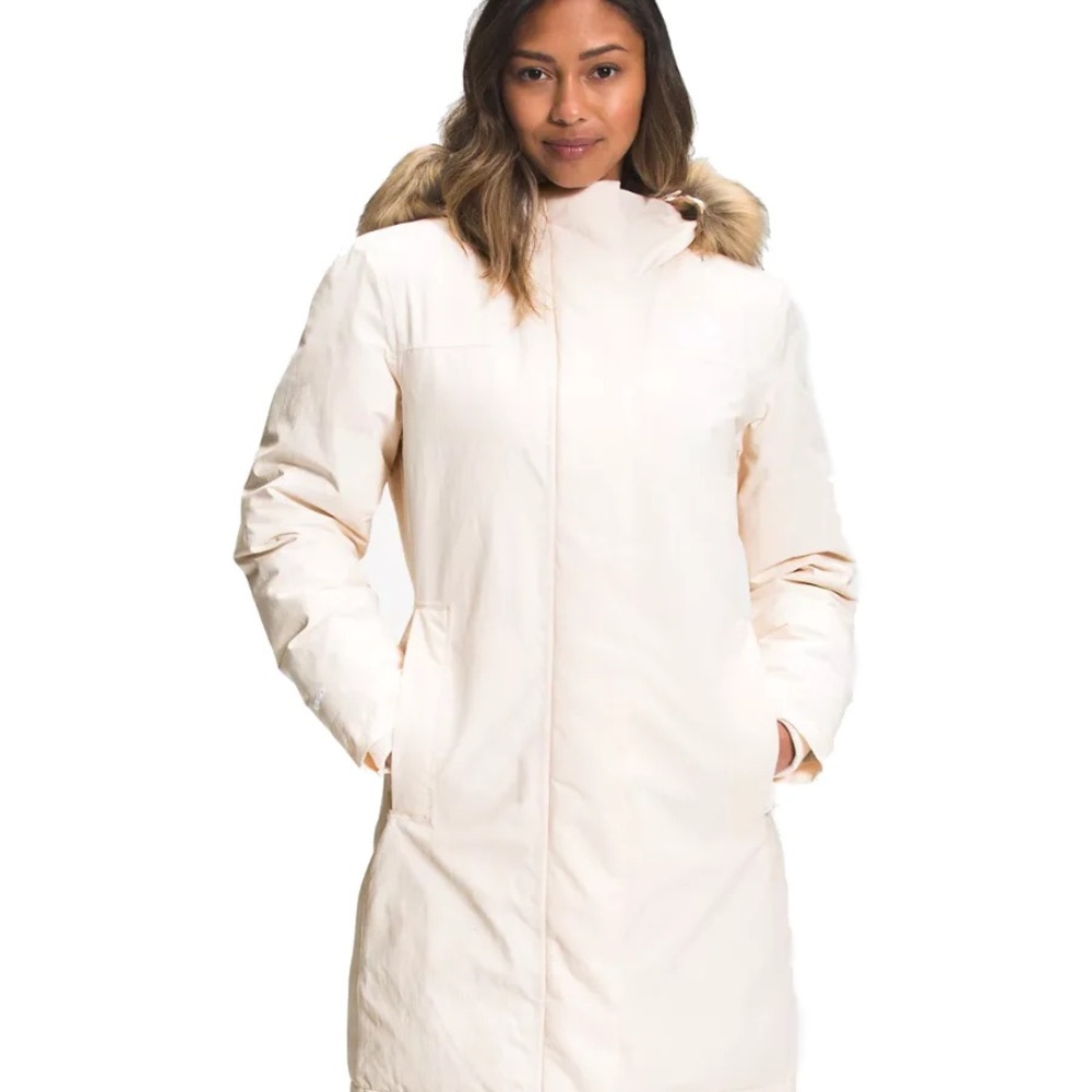The North Face Arctic Parka Gardenia White / Silver Grey Leopard Print Interior - Picture 10 of 16